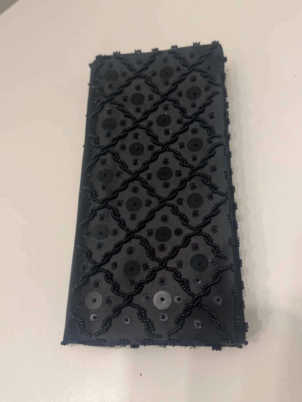 Black Beaded Sequin Clutch / wallet